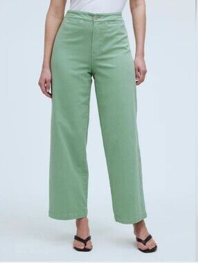 NEW NWT Madewell Wide-Leg  Pants/Jeans Pistachio/Sage Green Size 27 Petite Curvy